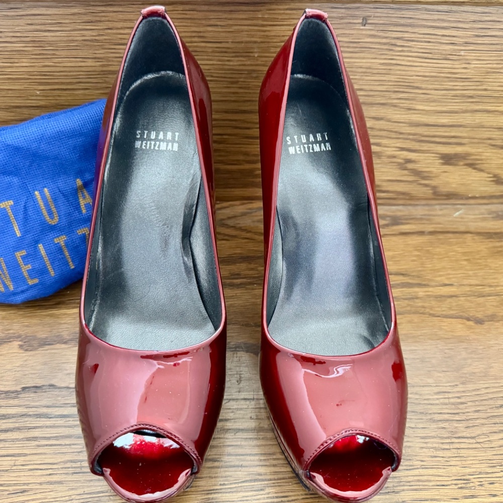 Stuart Weitzman Sierra Platform Pump Burgundy 8.5 - image 5